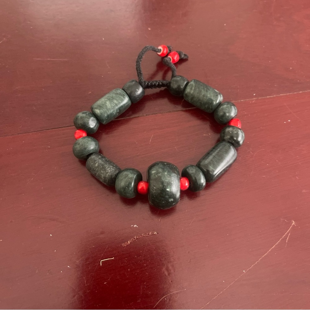 Jade Stone Beaded Adjustable Bracelet